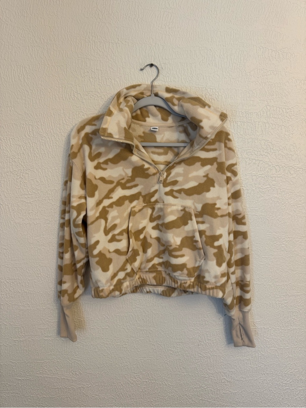 Old Navy Beige Camo Half-Zip Funnel Neck Pullover